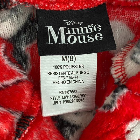 DISNEY MINNIE MOUSE Girls Size Medium (8) Hooded Robe White Red Black Fuzzy Soft - Picture 4 of 8